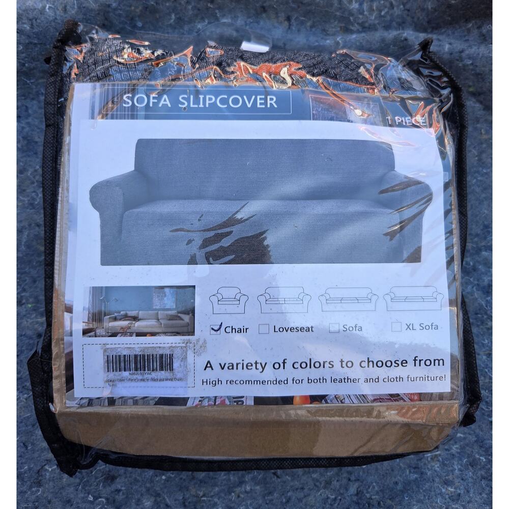 Sofa Slipcover for Chair - 1 piece  - 30" - 47" wide - Black/White pattern